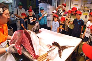 夏休み市場体験ツアーの写真